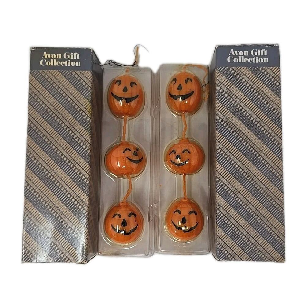 NIB Avon Jack-O-Lantern Vtg Trio Pumpkin Candles Avon Lot Of 2‎ U308